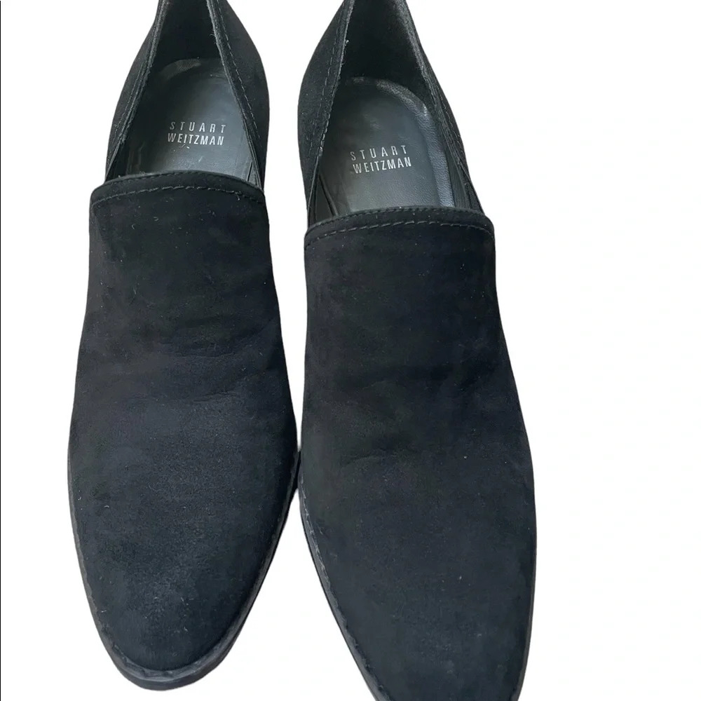 Stuart Weitzman black suede ankle boot pumps - Picture 2 of 4